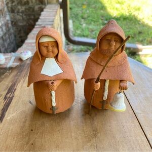 Chile Clay Figurines Friar & Nun 5 1/2” Tall Sweet!
